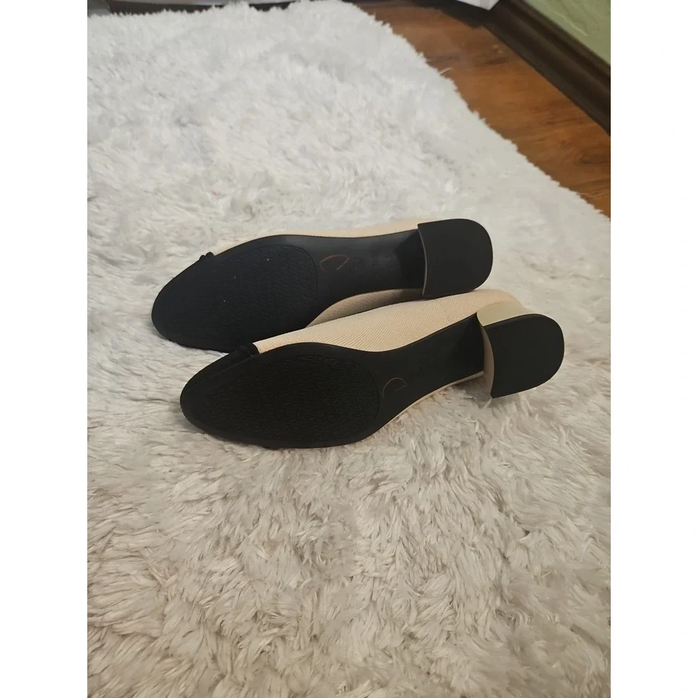 Vivaia Julie Round-Toe‎ Chunky Heels Beige Black Women's ARCH Pro  Size 8.5 - Picture 8 of 12